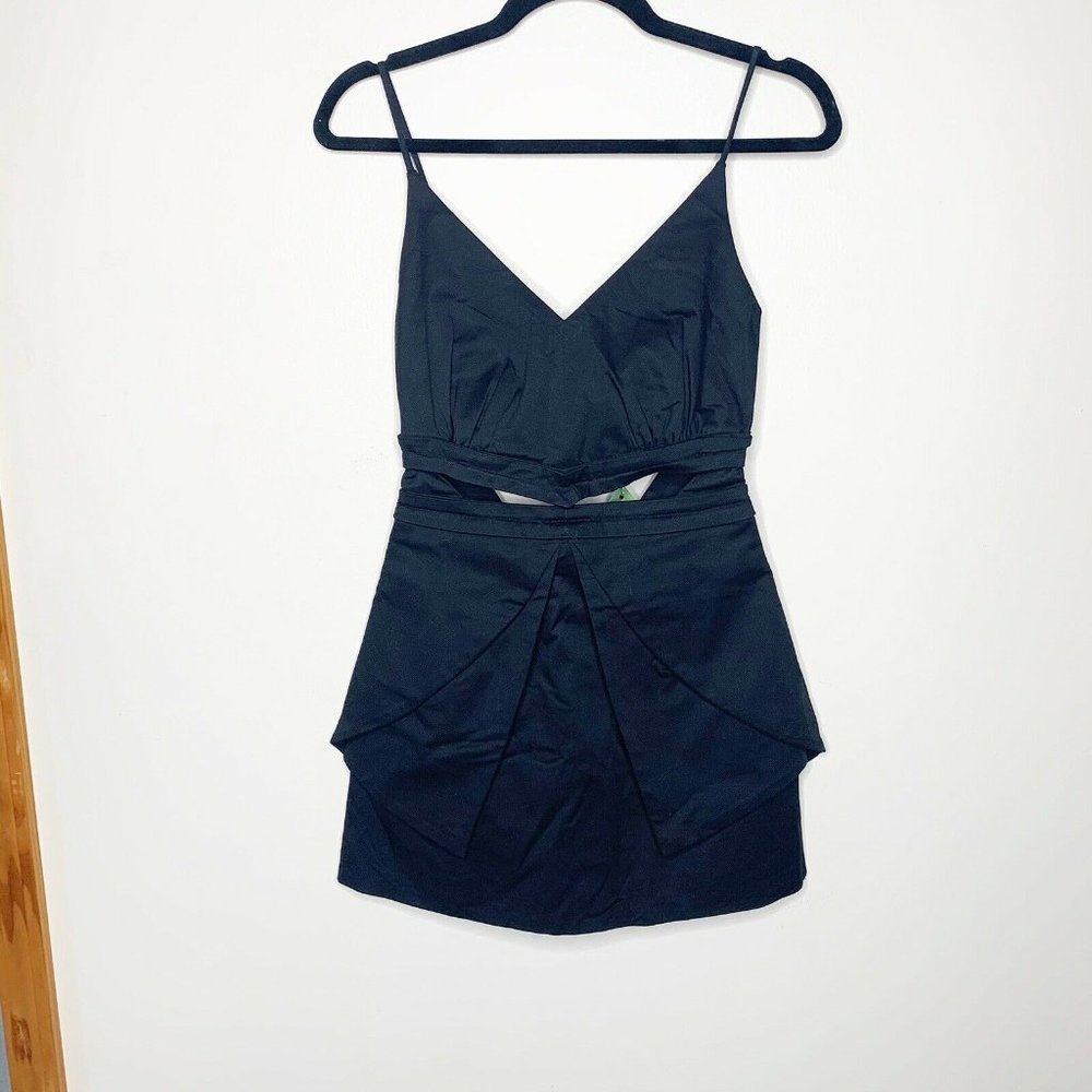 NWT Farm Rio Black V Neck Cut Out Black Mini Dress